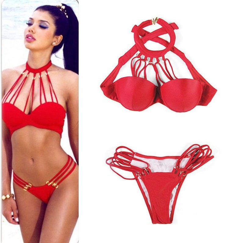 F4465-1 Sexy Bandage Cut Out Strapy Bikini